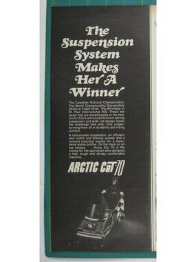Print Ad Arctic Cat 70 Snowmobile Suspension System Vintage 1960s AD